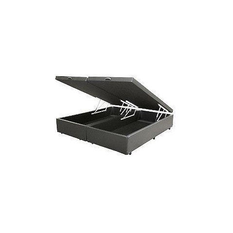 Cama Box Baú King Bipartido Sintético Preto 42x193x203