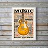 Quadro Decorativo Guitarra Music amarela 33x24cm:madeira Preta - 2