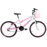 Bicicleta Feminina Infantil Passeio Aro 20 Wendy com Cesta Cor:rosa+branco - 1