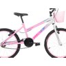 Bicicleta Feminina Infantil Passeio Aro 20 Wendy com Cesta Cor:rosa+branco - 2