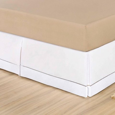 Saia Box Solteirão 200 Fios Ponto Palito - Branco