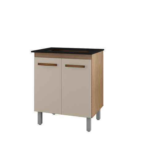 Armário Cozinha Cooktop 5 Bocas com 2 Portas Jade em Mdp - Savana/off White