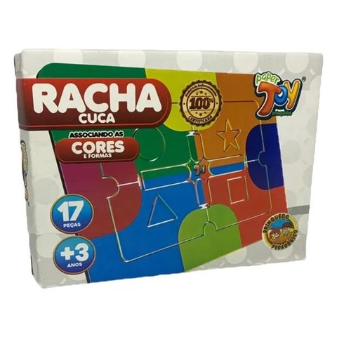 Brinquedo Racha Cuca Associando As Cores e Formas 17 Peças em Mdf +3 Anos Paper Toy