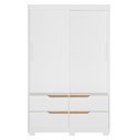 Ver imagem 3 de Guarda Roupa Solteiro Sole 2 Portas e 4 Gavetas Branco/freijó - Móveis Albatroz