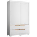 Ver imagem 1 de Guarda Roupa Solteiro Sole 2 Portas e 4 Gavetas Branco/freijó - Móveis Albatroz