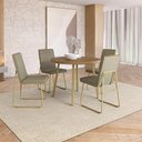 Ver imagem 1 de Conjunto Sala de Jantar Piemonte 4 Lugares Tampo MDP Cadeiras Tecidos Premium Dourado 99cm Móveis