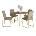 Ver imagem 3 de Conjunto Sala de Jantar Piemonte 4 Lugares Tampo MDP Cadeiras Tecidos Premium Dourado 99cm Móveis