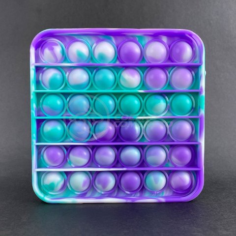 Pop It Tie Dye Quadrado Fidget Toy Brinquedo Silicone Anti Stress Ansiedade Sensorial - Verde e Roxo
