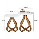 Ver imagem 2 de Kit Mesa de Canto Cebola 50cm Redonda MDF Laqueado com Vidro Branco