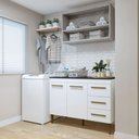 Ver mais imagens de Lavanderia Modulada Petrópolis Balcão 2 Portas 3 Gavetas - Kaiki Móveis Branco