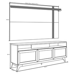 Rack Bancada Olinda com Painel para TV até 70 Pol. Leme Noce Milano/Preto Fosco - Colibri - 5