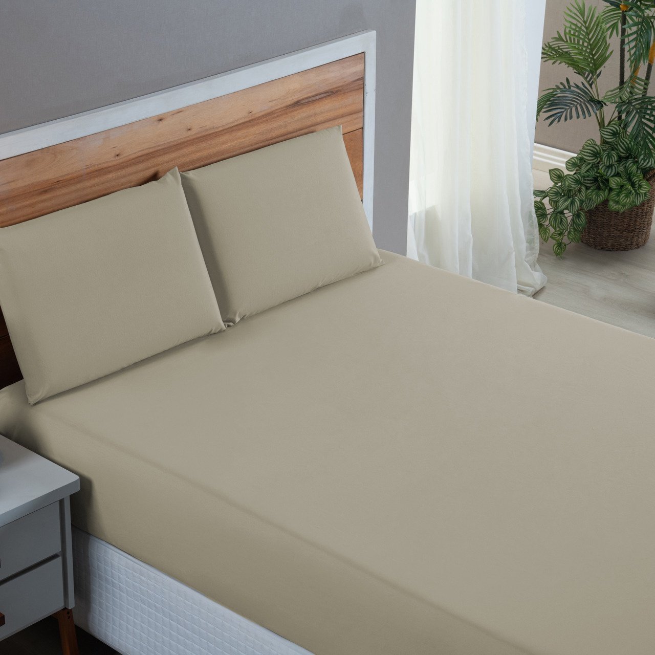 Lençol Cama Box Casal 200 Fios 4 Peças Conjunto com Virol 100% Algodão:avela - 2