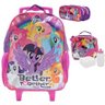 Kit Mochila Escolar Infantil Rodinha Carrinho My Little Pony + Lancheira + Estojo Dmw - Rosa - 1