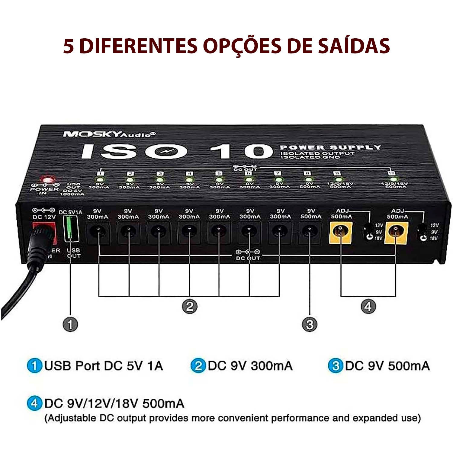 Fonte Isolada P/ 10 Pedais Mosky ISO-10 - FT0102 - 3