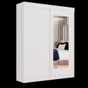 Ver imagem 2 de Guarda Roupa Casal 2 Portas de Correr 100% MDF com Espelho Firenze Branco