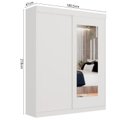Ver imagem 3 de Guarda Roupa Casal 2 Portas de Correr 100% MDF com Espelho Firenze Branco