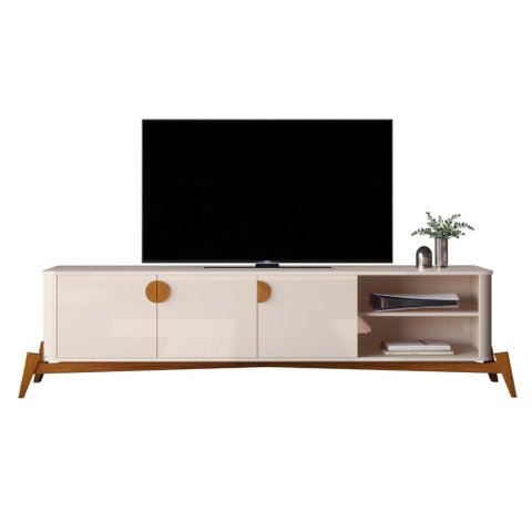 Rack Bancada Buriti 1.8 Tv até 70 Pol Pés Madeira Maciça Off White Jb Bechara