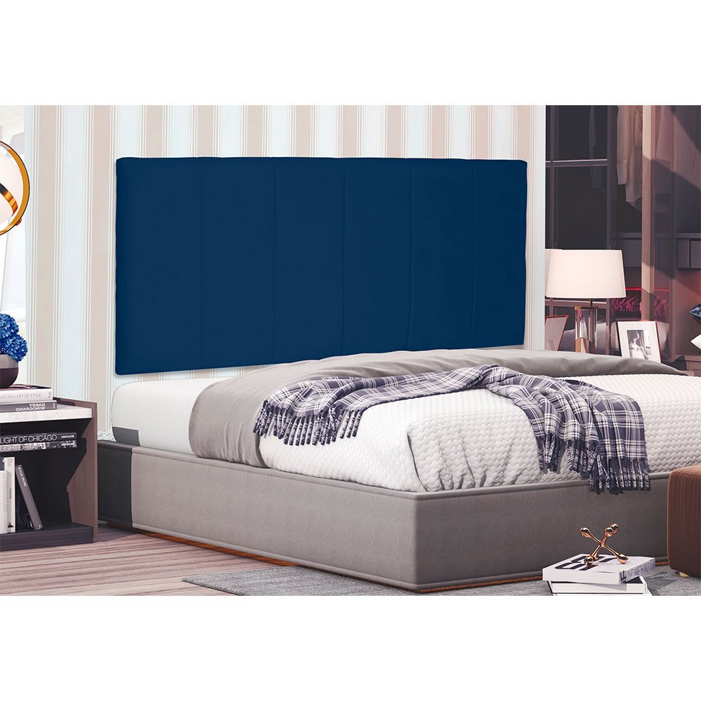 Cabeceira Painel Queen 1,60m Ravenna Suede - Pallazio - Azul Marinho - 3