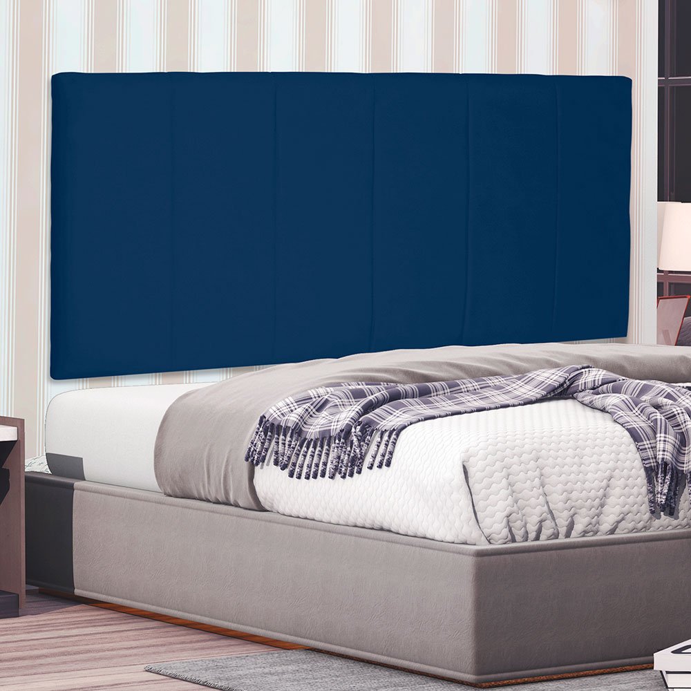 Cabeceira Painel Queen 1,60m Ravenna Suede - Pallazio - Azul Marinho - 2