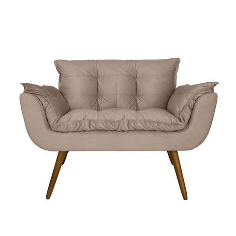 Namoradeira Poltrona Sofá 2 Lugares Sala de Estar Opala Suede Bege - LM DECOR
