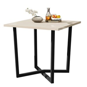 Mesa de Jantar 80x80 4 Lugares Valence Industrial Pés em Aço - Preto/offwhite