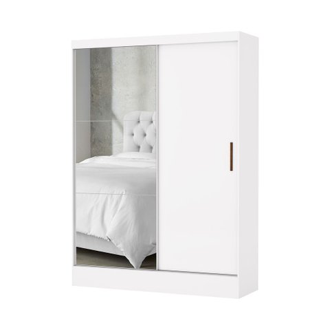 Guarda Roupa Solteiro Santiago Plus 2 Portas 2 Gavetas com Espelho Carioca Moveis Branco
