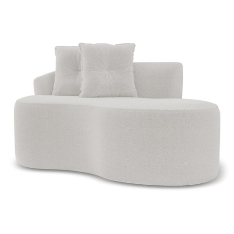 Sofá Orgânico Living Bob 145cm 02 Lugares com 02 Almofadas Bouclê Off White - Desk Design