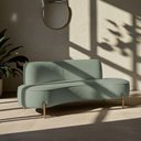 Ver imagem 2 de Sofá Orgânico 2 Lugares 150cm Argos Pés Ouro Fosco Bouclé Verde Claro - Nexta Casa