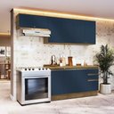 Ver imagem 1 de Armário de Cozinha Completa 100% Mdf 240cm Nogueira/azul Profundo Celeste Kappesberg