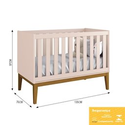 Berço Mini Cama Classic Rosa Fosco com Pés Amadeirado - Reller Móveis - 4