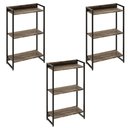 Ver imagem 1 de Kit 3 Estantes Multiuso Industrial 3 Prateleiras Areta 104x60cm C01 Carvalho Dark - Lyam Decor