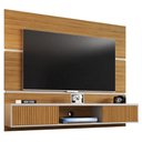 Ver imagem 1 de Painel Bancada Suspensa para Tv até 65 Pol. 2 Portas Âmbar Cinamomo/off White/ripado - Bechara