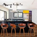 Ver imagem 2 de Banqueta Giratória Alta com Encosto Base Madeira Ravi R02 PU Marrom - Mpozenato