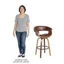 Ver imagem 5 de Banqueta Giratória Alta com Encosto Base Madeira Ravi R02 PU Marrom - Mpozenato