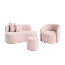 Ver imagem 2 de Conjunto 01 Poltrona + Sofá e 1 Puff Curvo Orgânico Nature Gaia Veludo Rosê - Montanaris Decor