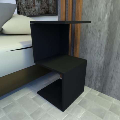 Mesa de Cabeceira Simples Preto Minimalista Moderno Mesa Lateral Mdf Preta