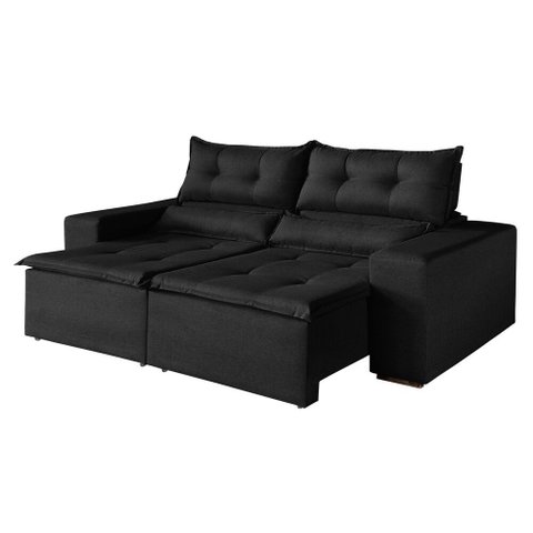 Sofa Retratil e Reclinavel Monaco 196cm Kc Rei de Casa Veludo Preto