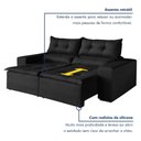 Ver imagem 3 de Sofa Retratil e Reclinavel Monaco 196cm Kc Rei de Casa Veludo Preto