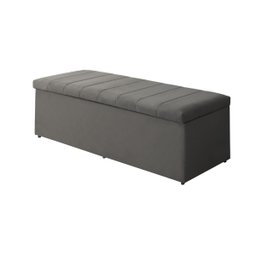 Baú Calçadeira Estofada Vitória 100 Cm Suede Cinza Grafite - 1