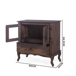 Armário Para Microondas Rústico 2 Portas Vidro 1 Gaveta Imbuia Shop JM - 4