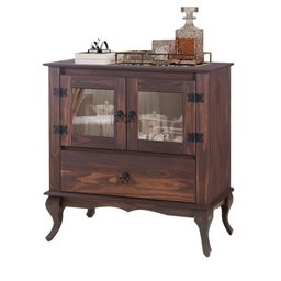 Armário Para Microondas Rústico 2 Portas Vidro 1 Gaveta Imbuia Shop JM - 2