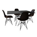 Ver imagem 1 de Conjunto de Mesa Eames Eiffel de Ferro Preto Tampo Preto 120x75 4 Cadeiras Ferro Preta Assento Preto