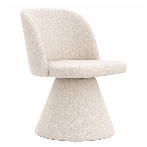 Cadeira de Jantar Giratória Solis Bouclé Off White - Sallar Home