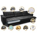 Ver imagem 3 de Sofá Retrátil e Reclinável 4,12m com Molas Ensacadas Cama inBox Aconchego Tecido Velusoft Preto