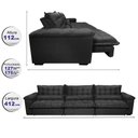 Ver imagem 2 de Sofá Retrátil e Reclinável 4,12m com Molas Ensacadas Cama inBox Aconchego Tecido Velusoft Preto