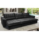 Ver imagem 1 de Sofá Retrátil e Reclinável 4,12m com Molas Ensacadas Cama inBox Aconchego Tecido Velusoft Preto