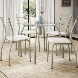 Conjunto Sala de Jantar Florença com Mesa e 4 Cadeiras 2999 Carraro - 1 Conjunto Sala de Jantar Florença com Mesa e 4 Cadeiras 2999 Carraro - 1