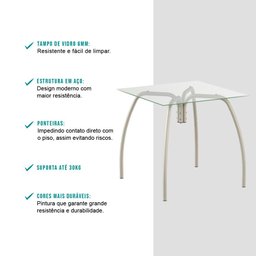 Conjunto Sala de Jantar Florença com Mesa e 4 Cadeiras 2999 Carraro - 4 Conjunto Sala de Jantar Florença com Mesa e 4 Cadeiras 2999 Carraro - 4