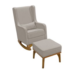 Poltrona de Amamentação Sofá e Balanço Retro Áquila C/ Puff Bege - Anjo de Casa Poltrona de Amamenta - 1