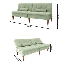 Sofá Cama na Caixa 3 Lugares 190cm e Almofadas Taylor Matrix Oliva - 5